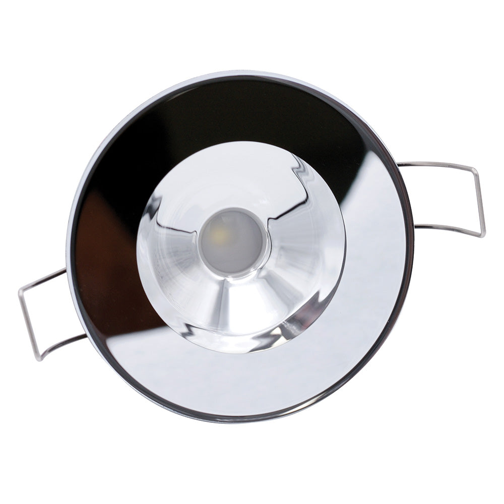 Lumitec Illusion Flush Mount LED Down Light  Warm White  Dimming  White Housing  Mirrored Housing 117149